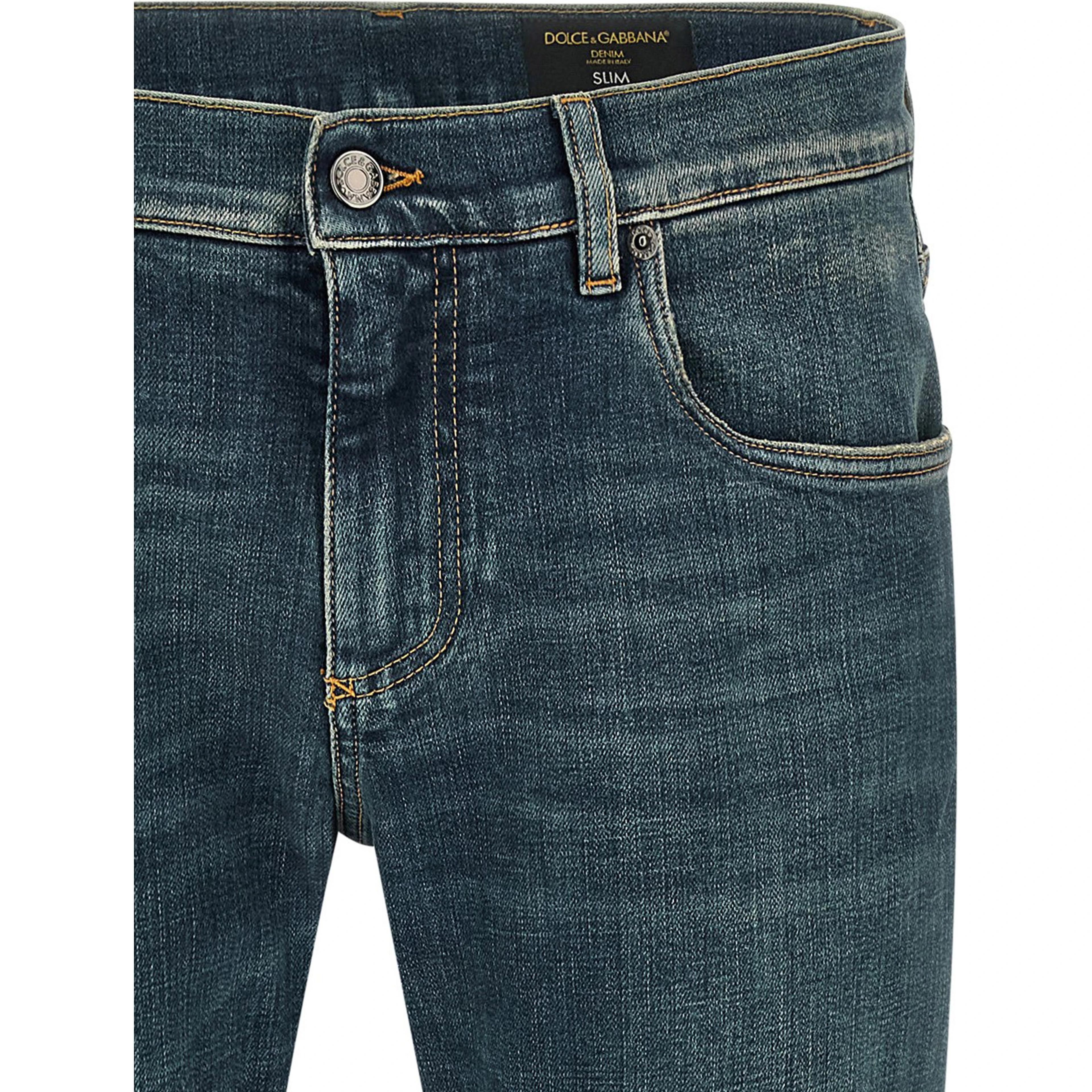 Blue Cotton Slim Fit Jeans