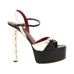 Bicolor Calfskin Stiletto Heel Sandals