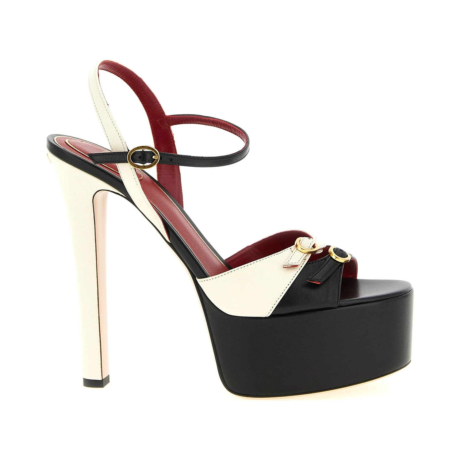 Bicolor Calfskin Stiletto Heel Sandals
