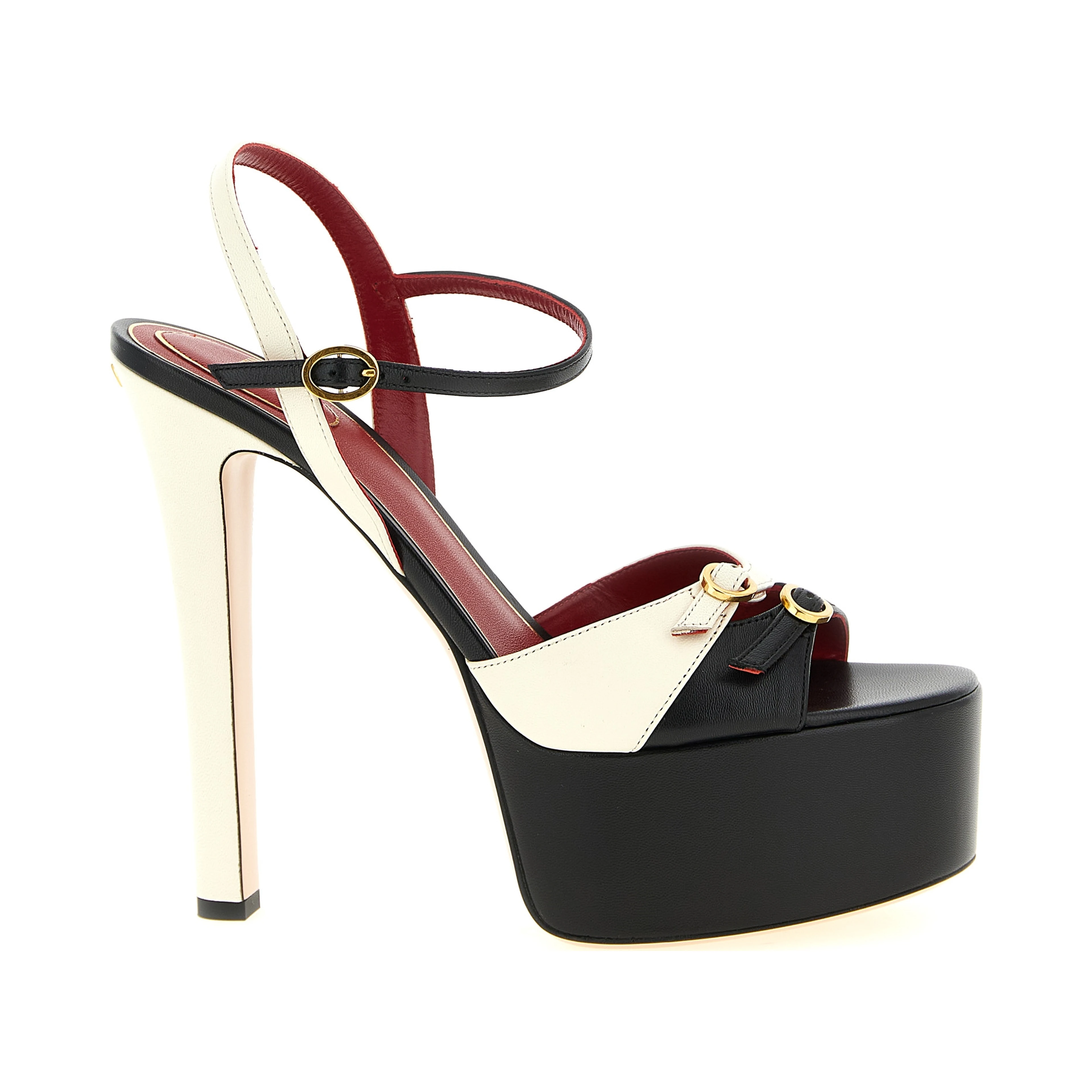 Bicolor Calfskin Stiletto Heel Sandals