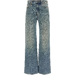 Blue Cotton Flared Jeans