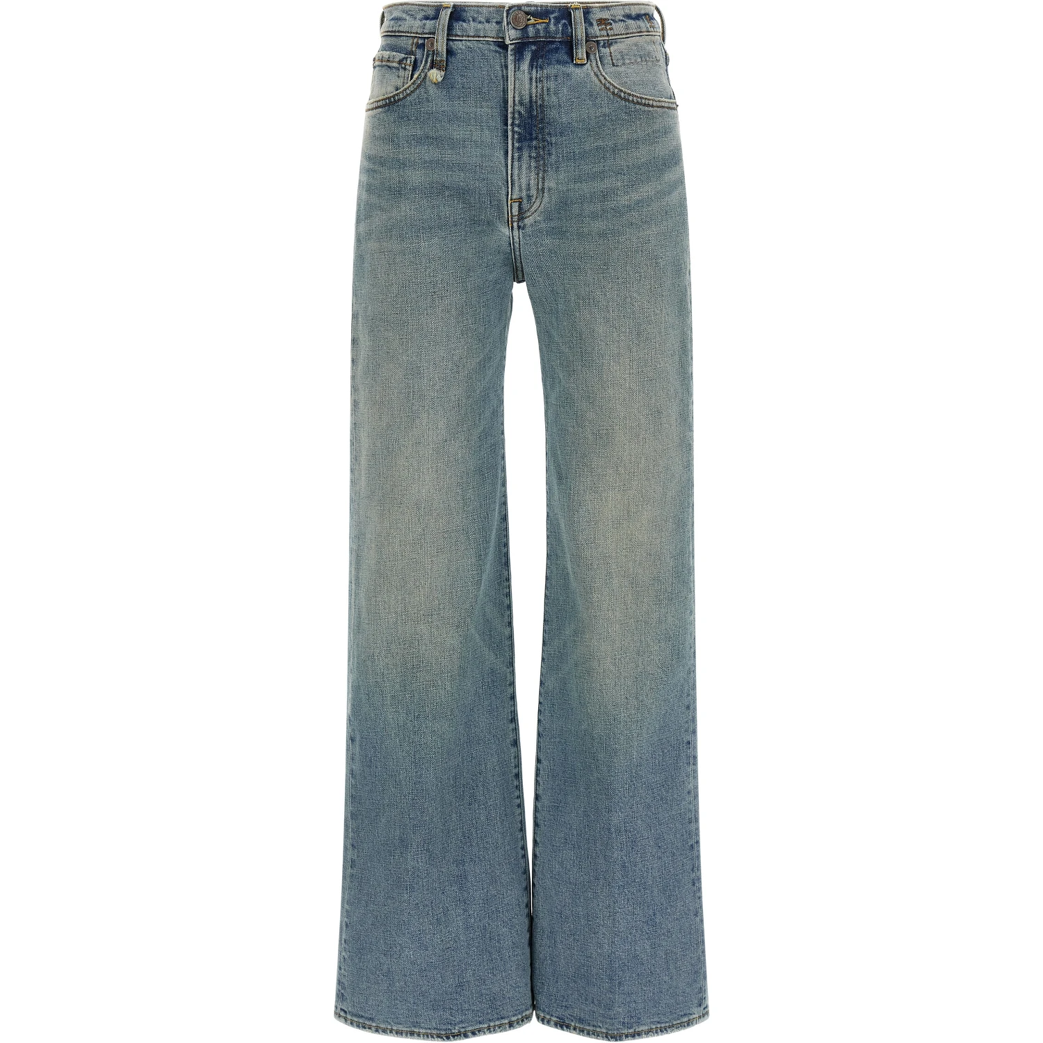 Blue Cotton Flared Jeans