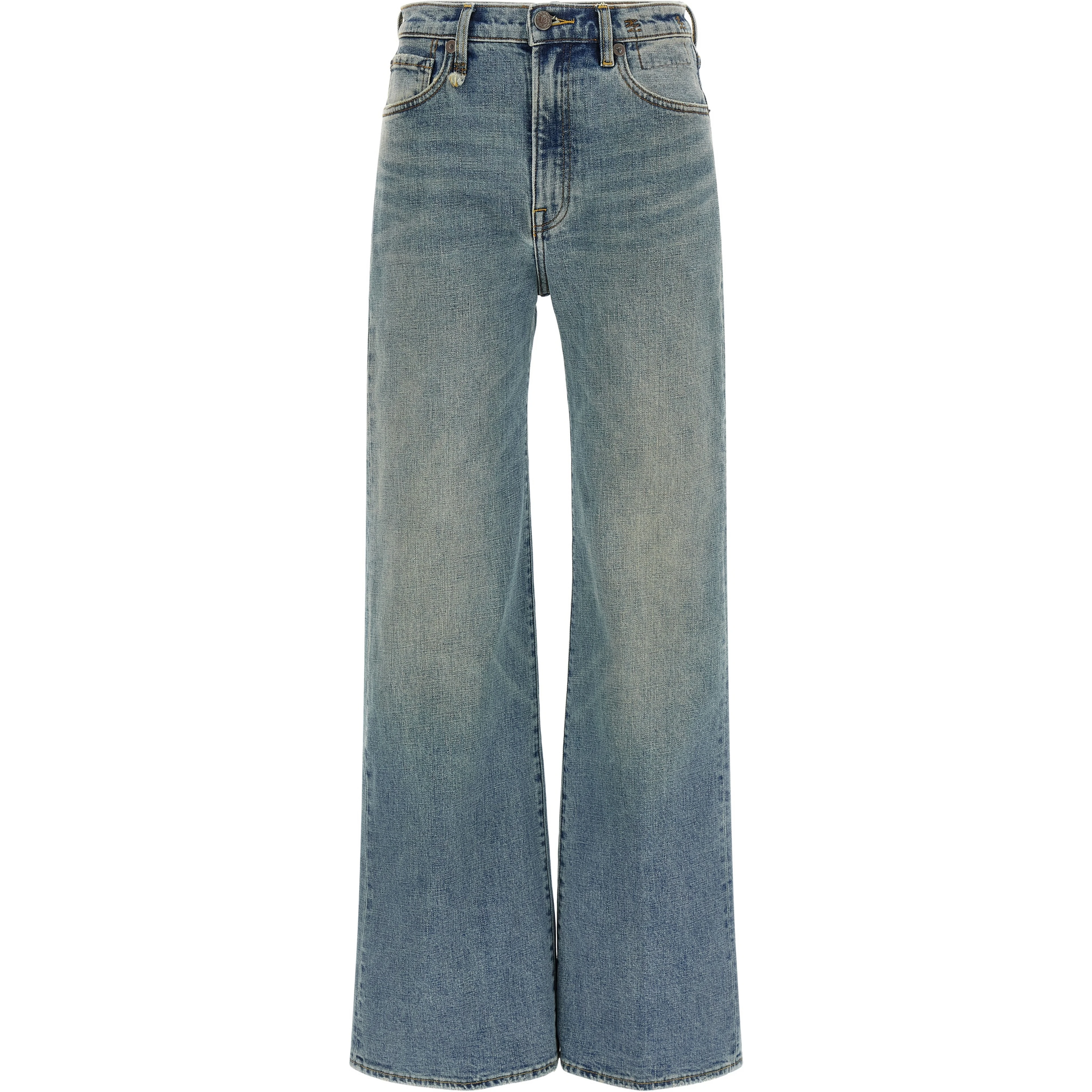 Blue Cotton Flared Jeans