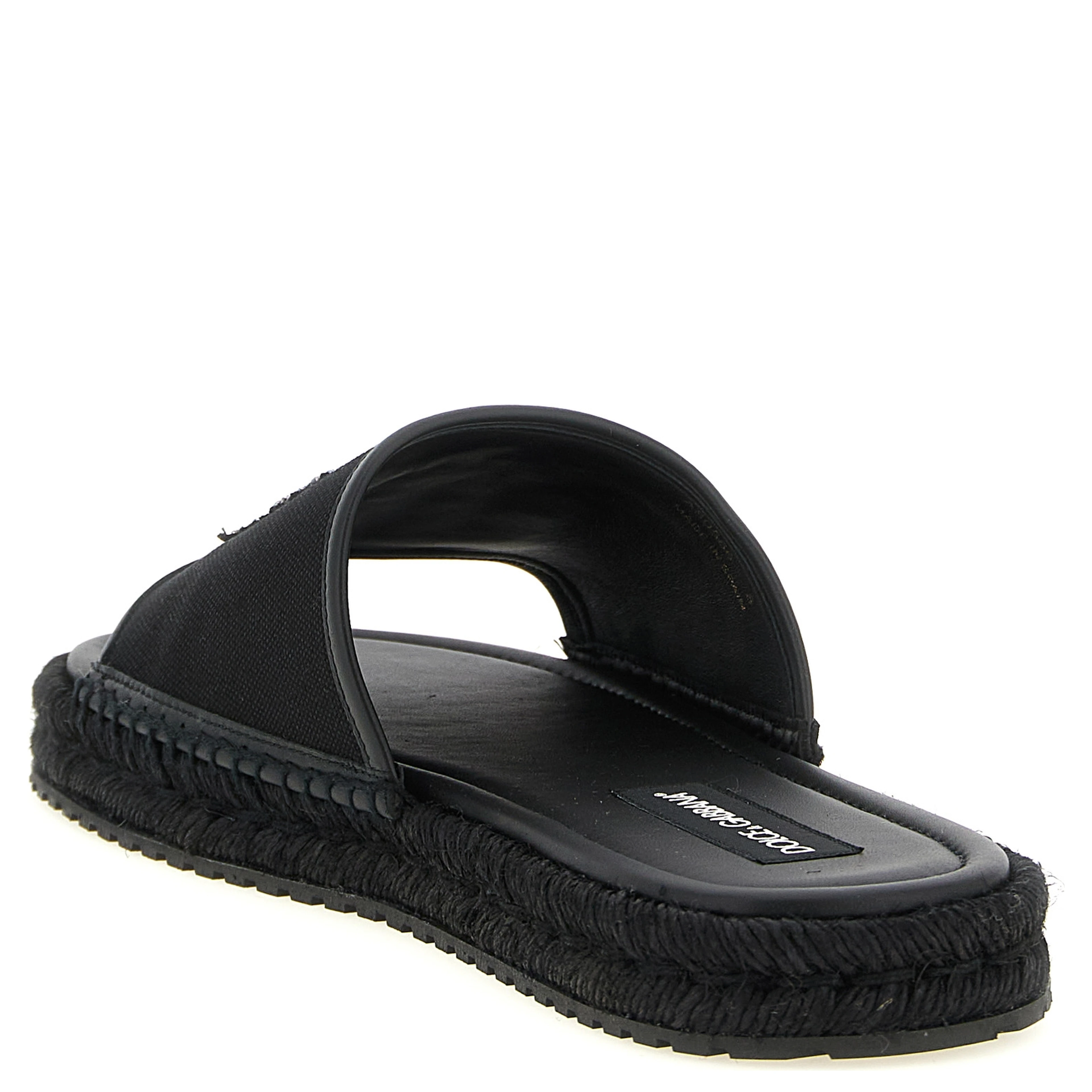 Black Cotton Slides