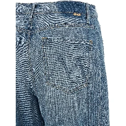 Blue Cotton Cropped Jeans
