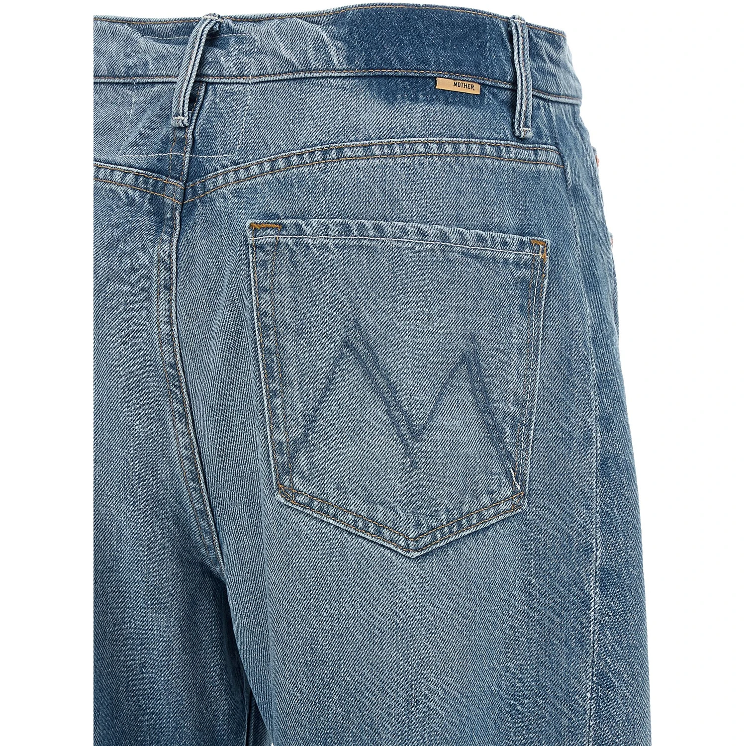 Blue Cotton Cropped Jeans