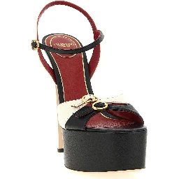 Bicolor Calfskin Stiletto Heel Sandals