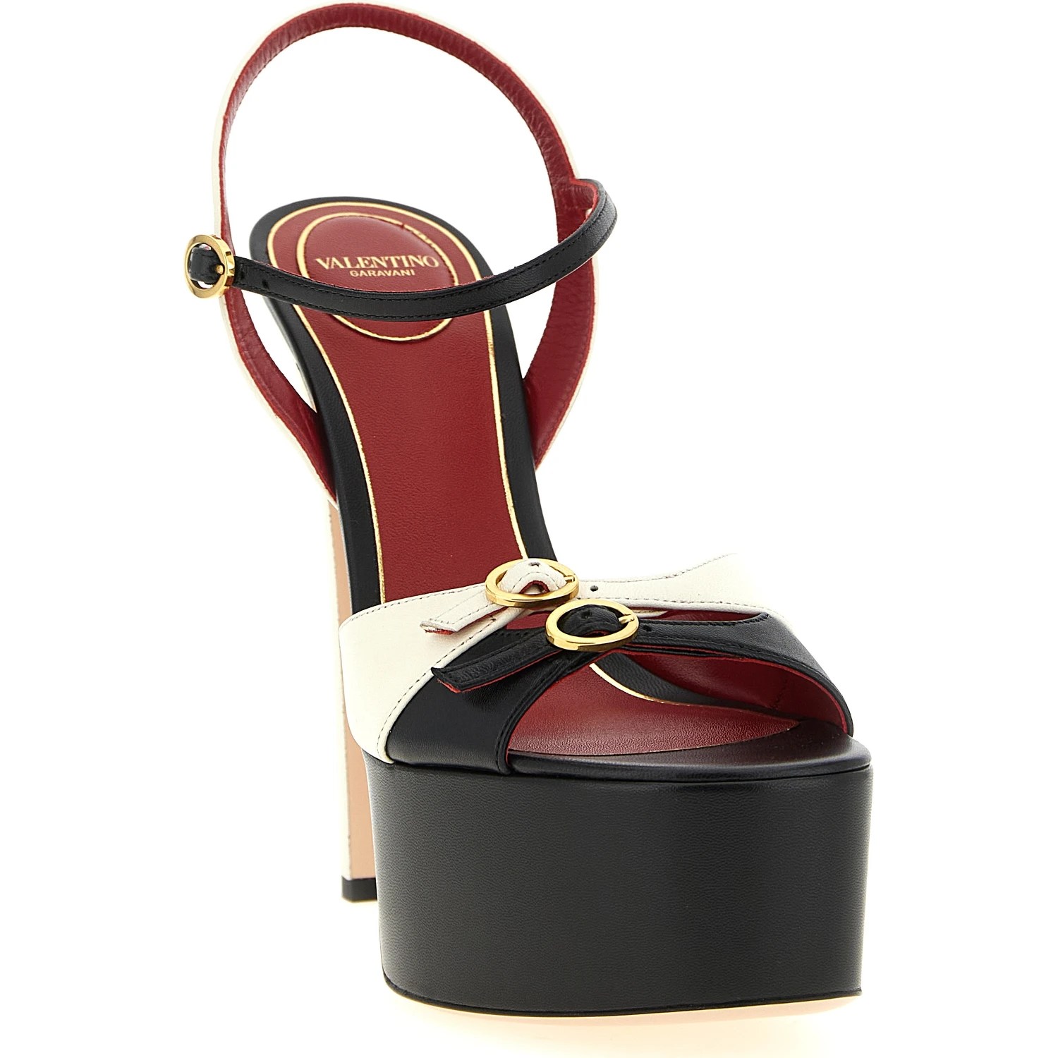 Bicolor Calfskin Stiletto Heel Sandals