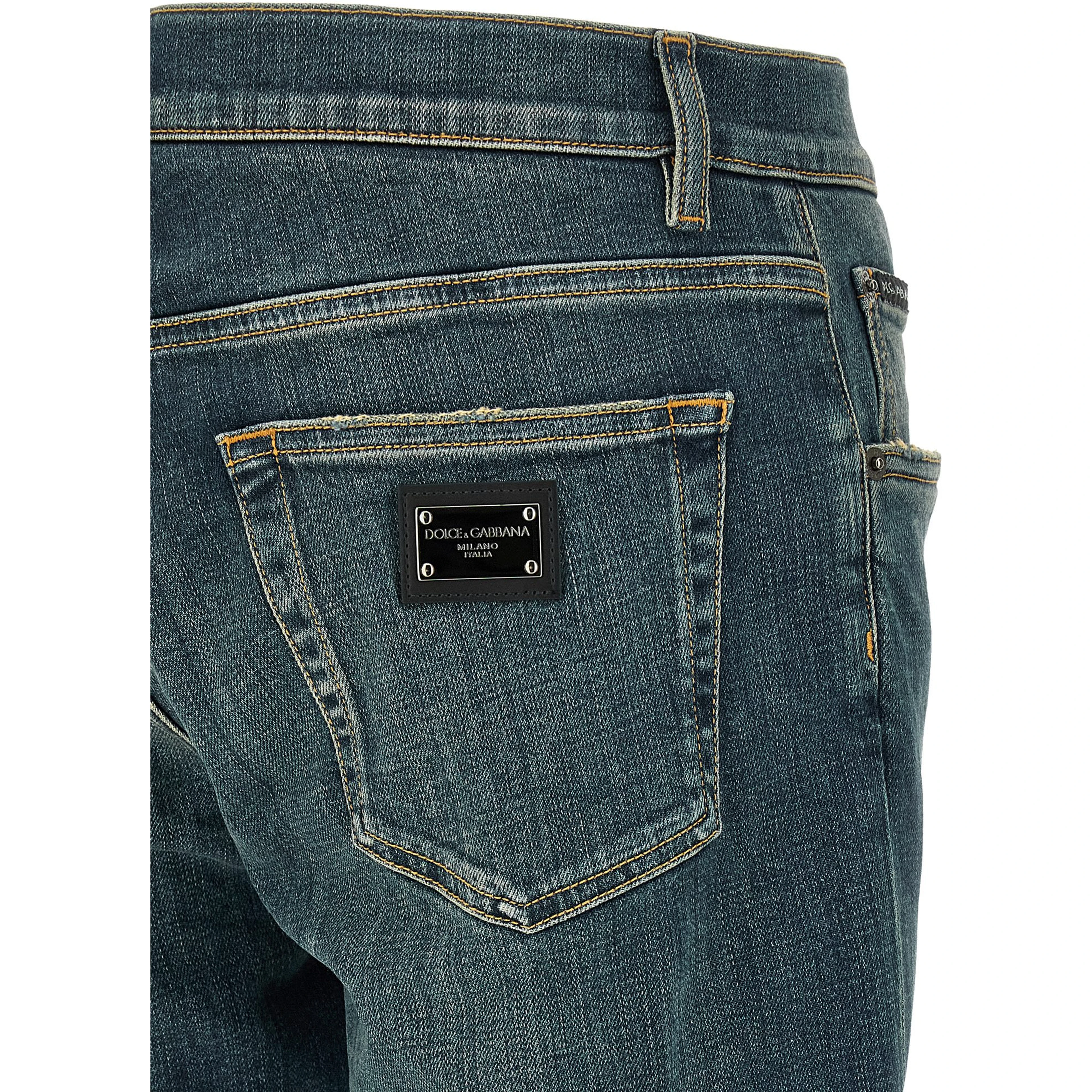Blue Cotton Slim Fit Jeans