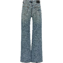 Blue Cotton Flared Jeans