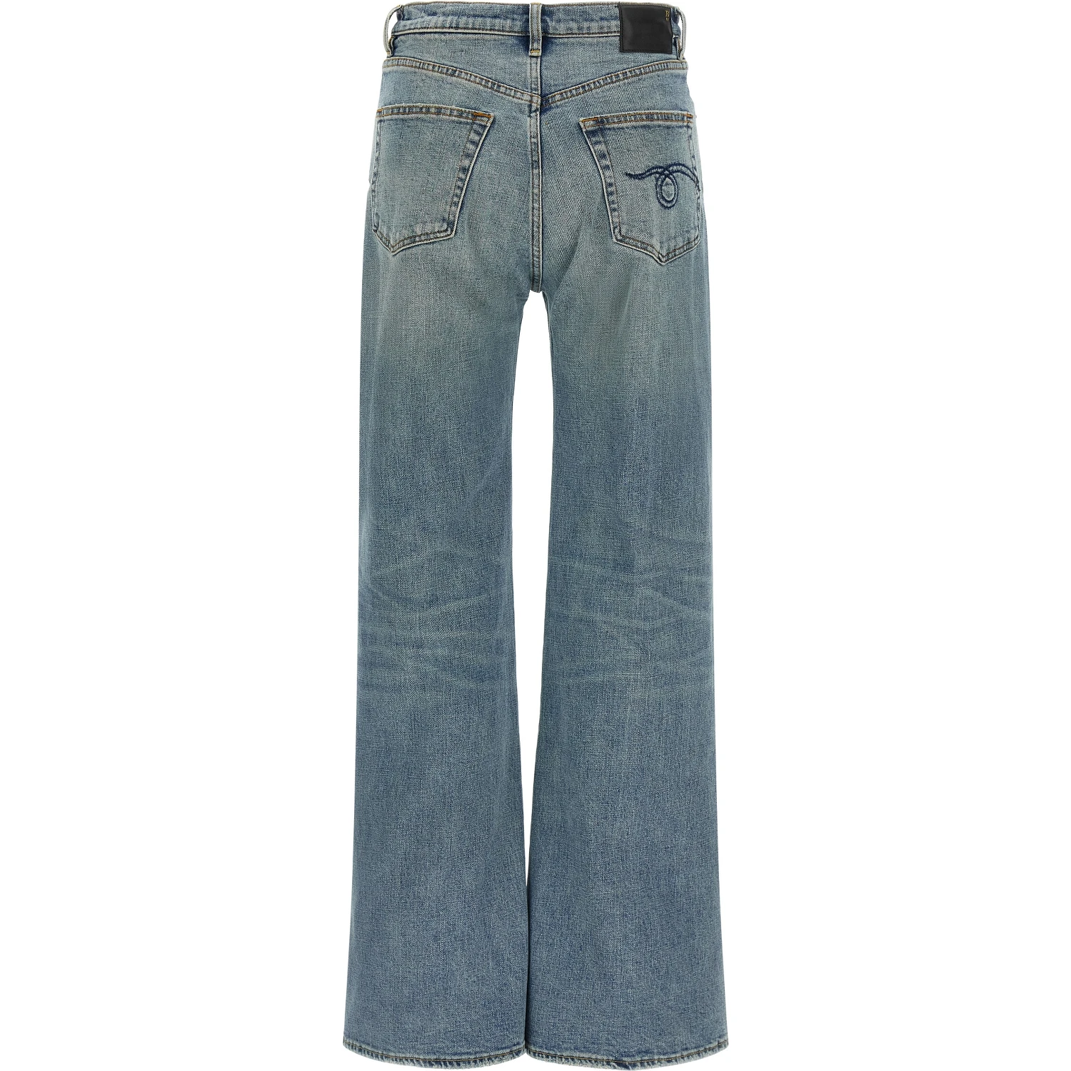 Blue Cotton Flared Jeans
