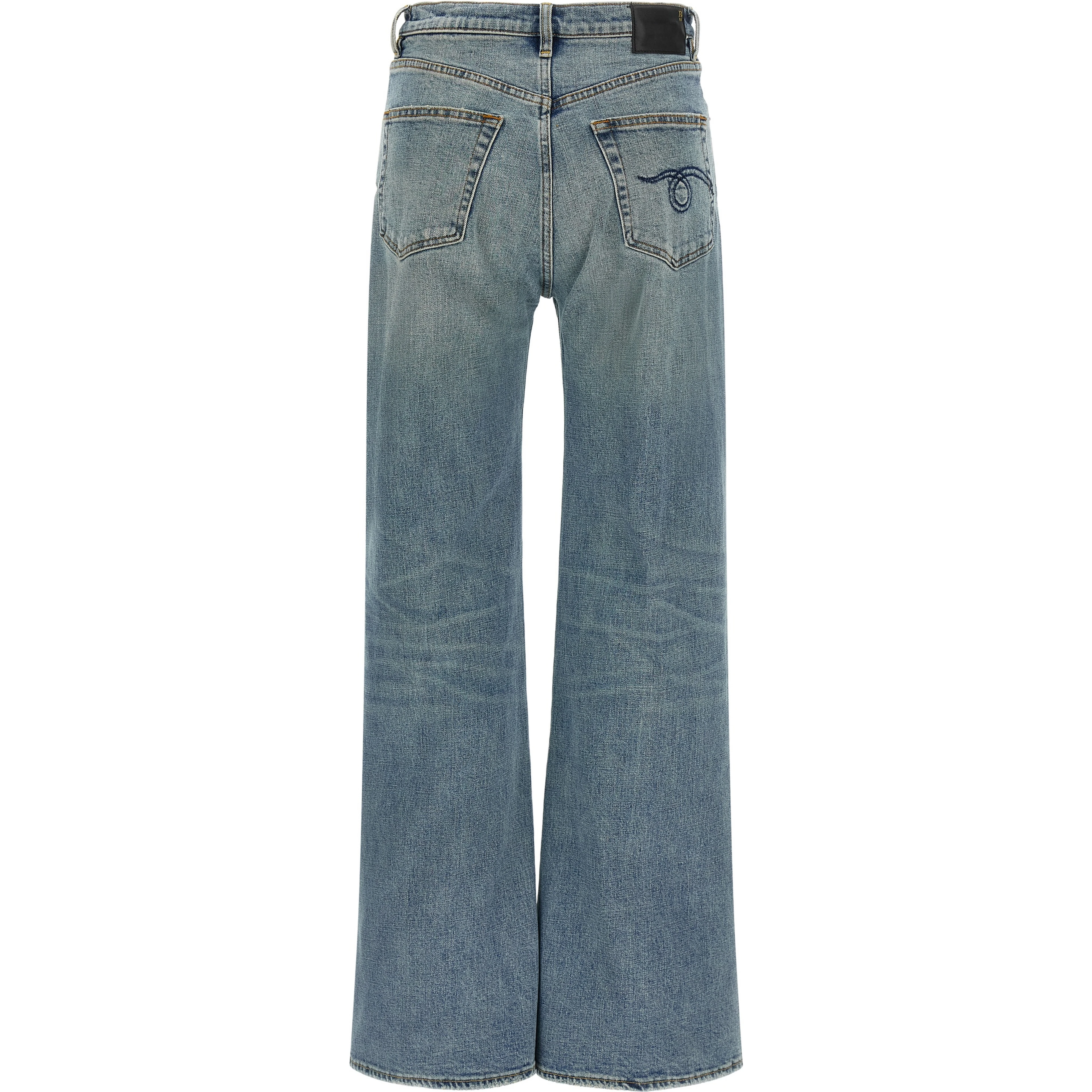 Blue Cotton Flared Jeans