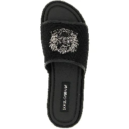 Black Cotton Slides
