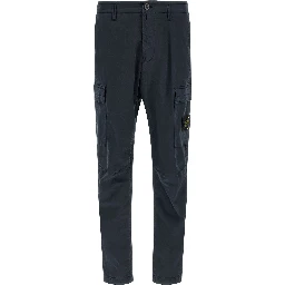 Blue Cotton Cargo Pants