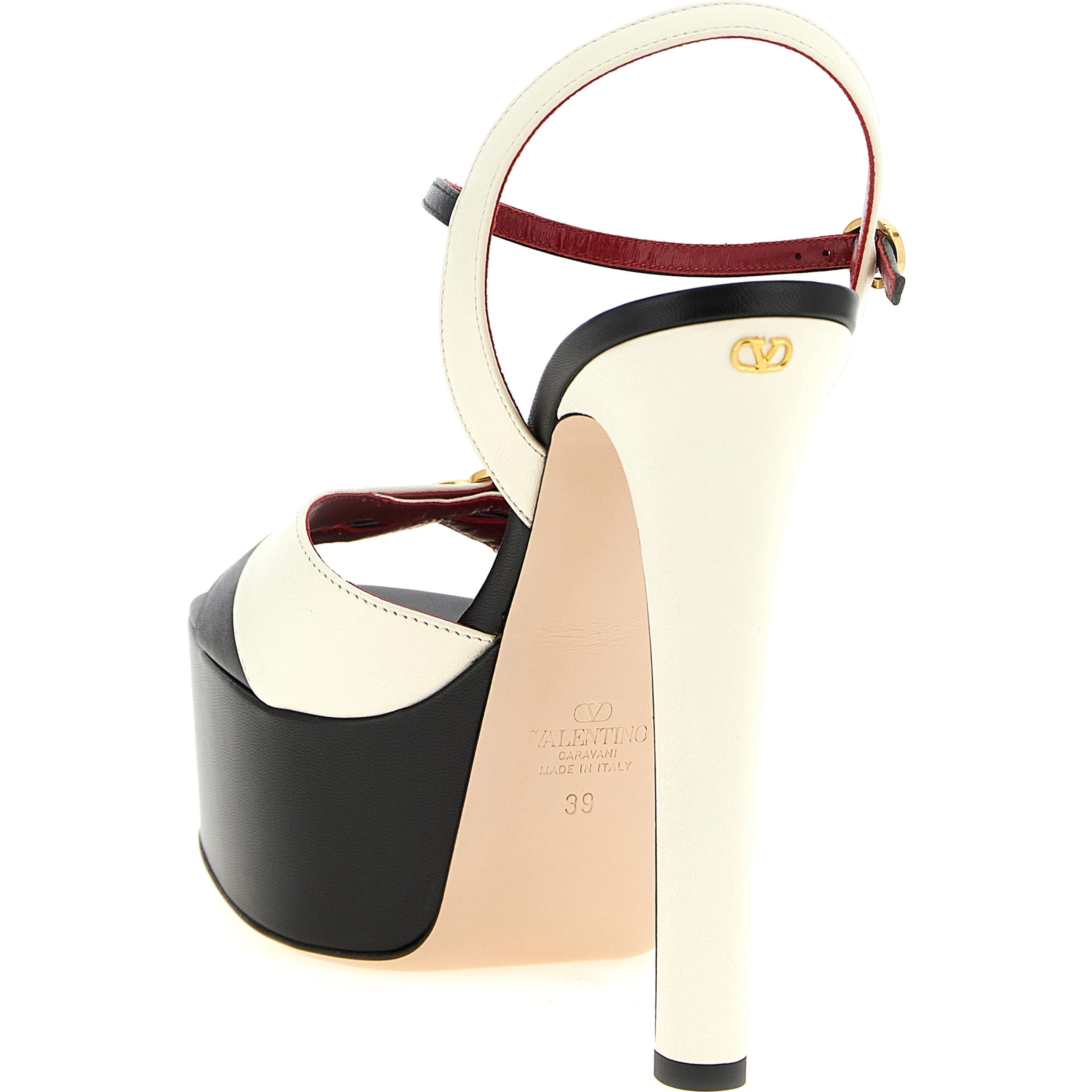 Bicolor Calfskin Stiletto Heel Sandals