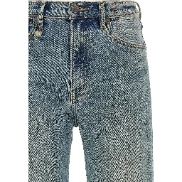 Blue Cotton Flared Jeans