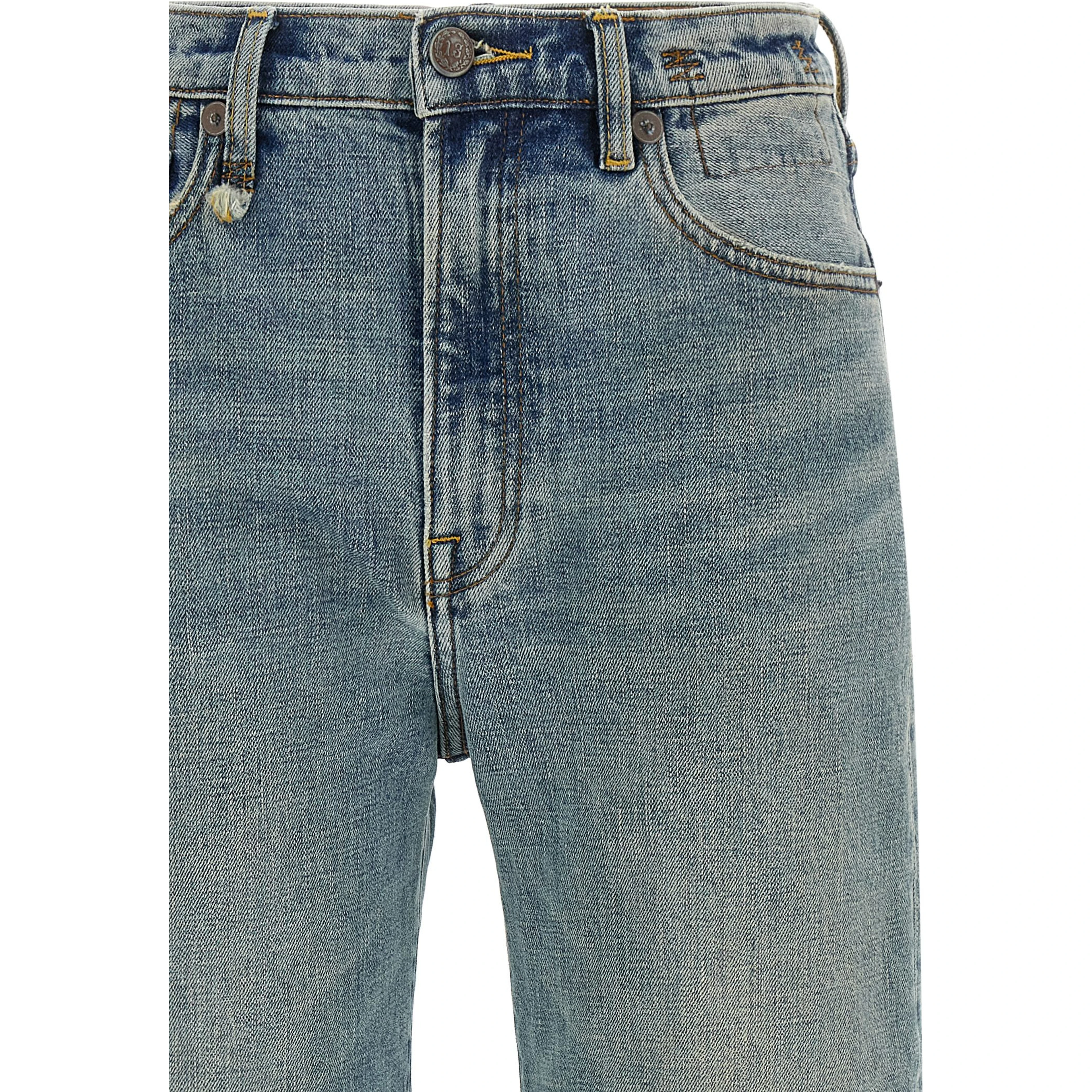 Blue Cotton Flared Jeans