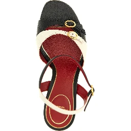 Bicolor Calfskin Stiletto Heel Sandals