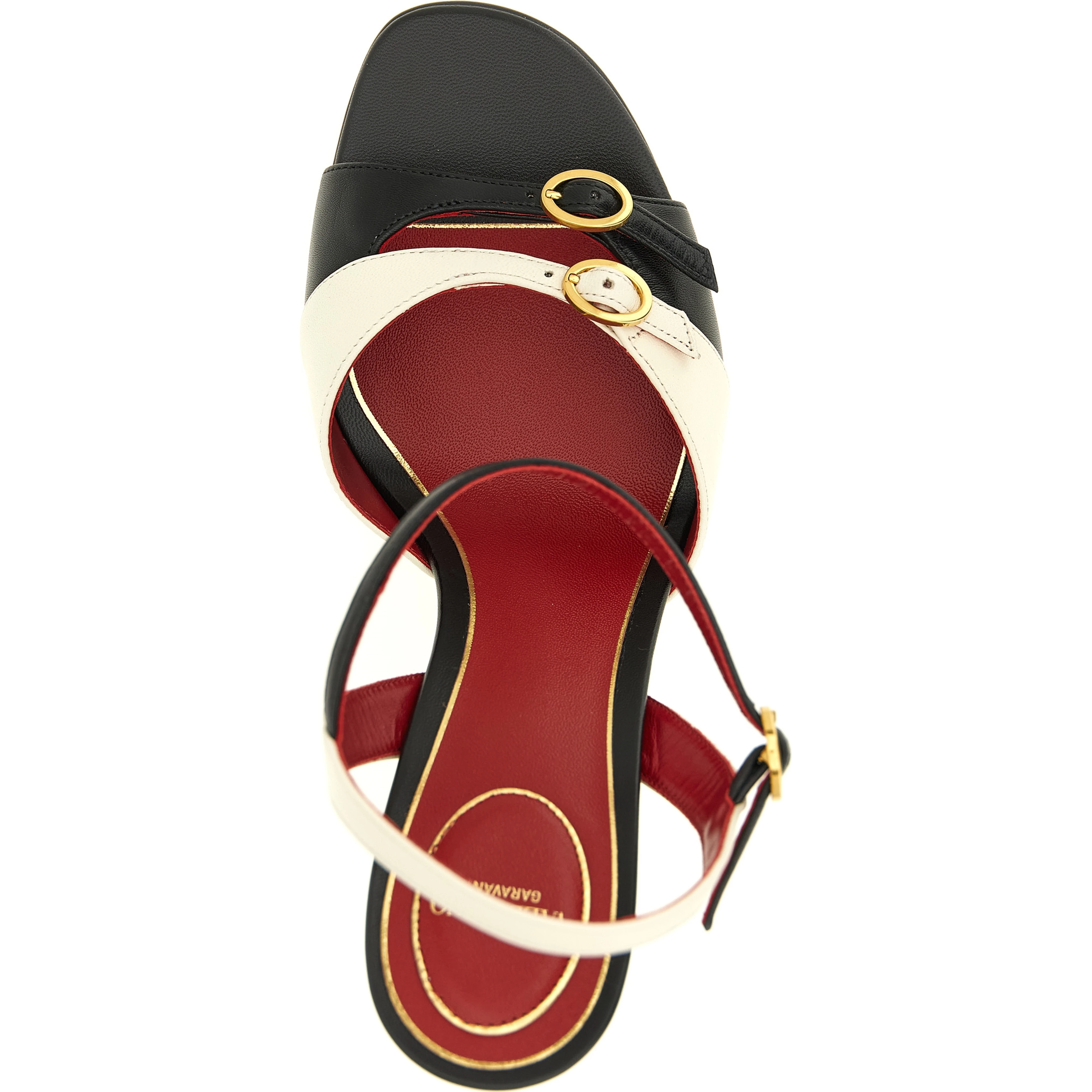 Bicolor Calfskin Stiletto Heel Sandals