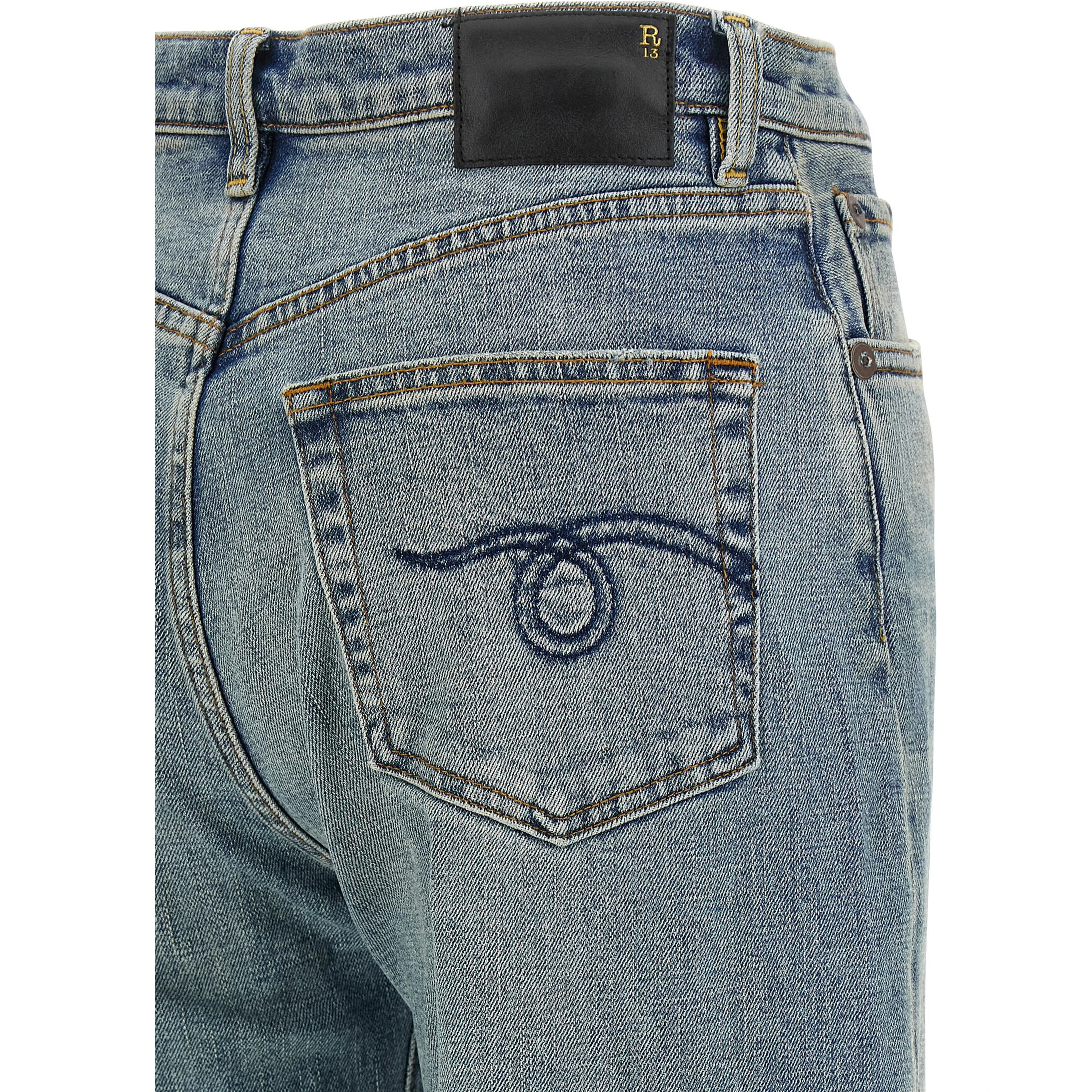 Blue Cotton Flared Jeans