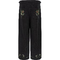 Black Cotton Casual Pants