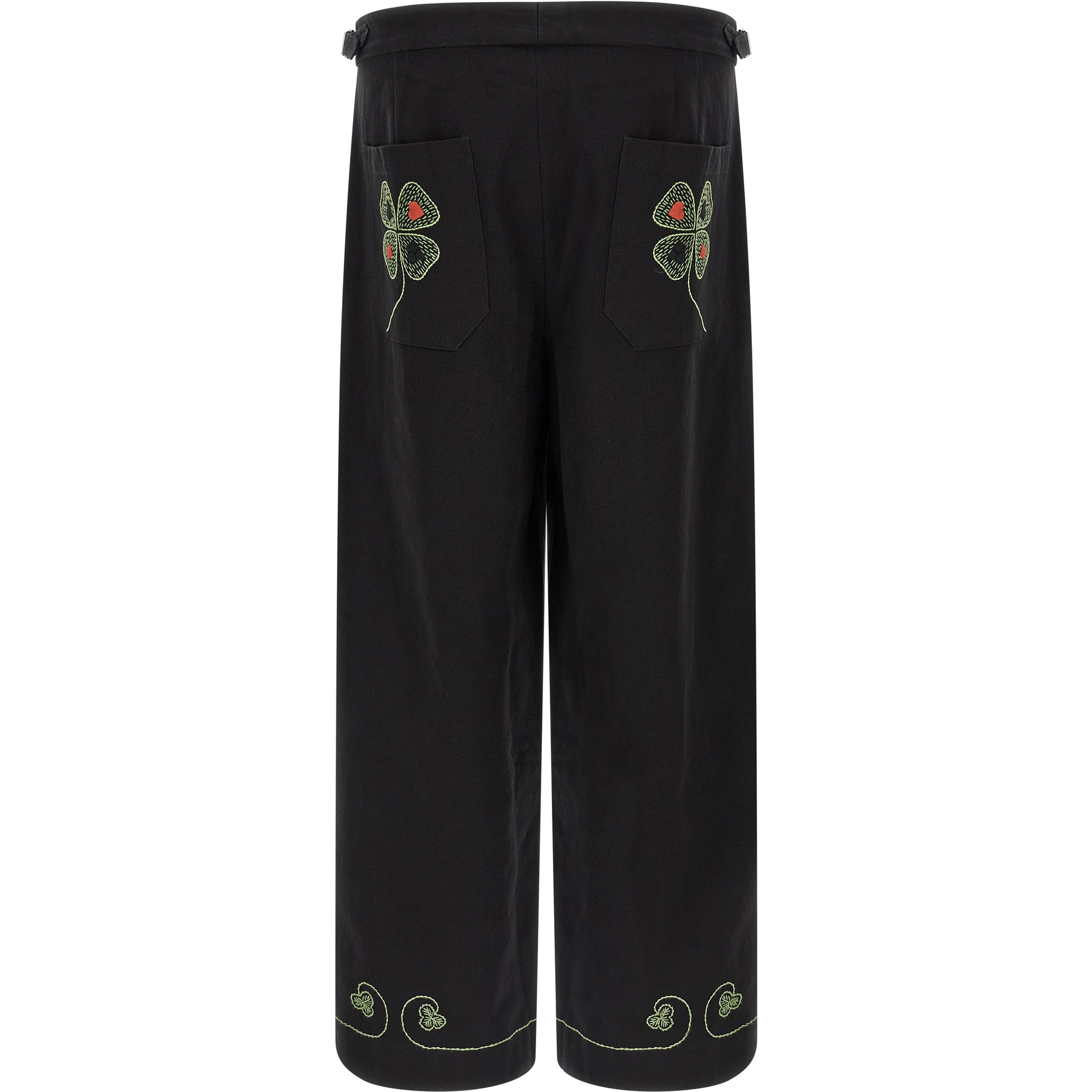 Black Cotton Casual Pants