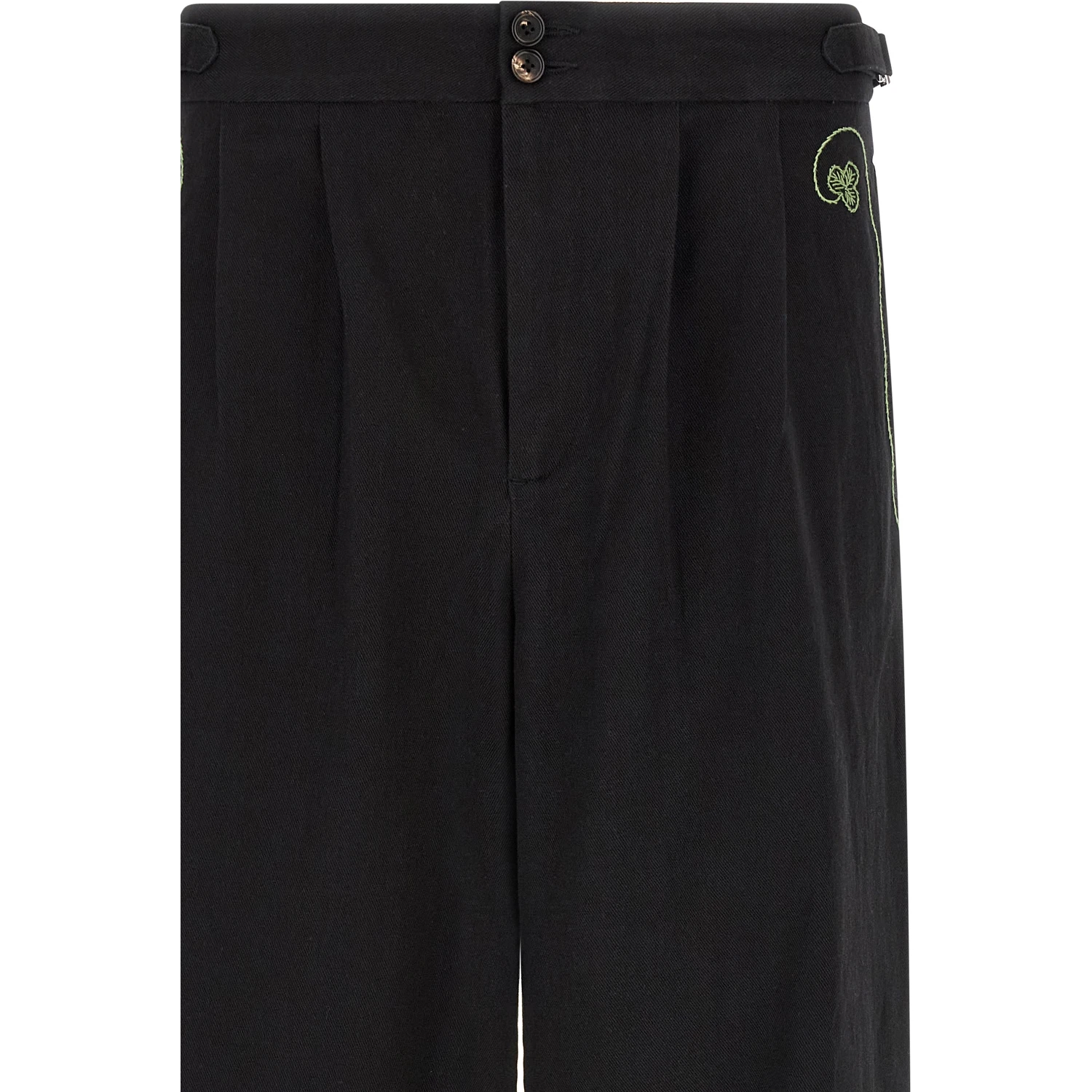 Black Cotton Casual Pants