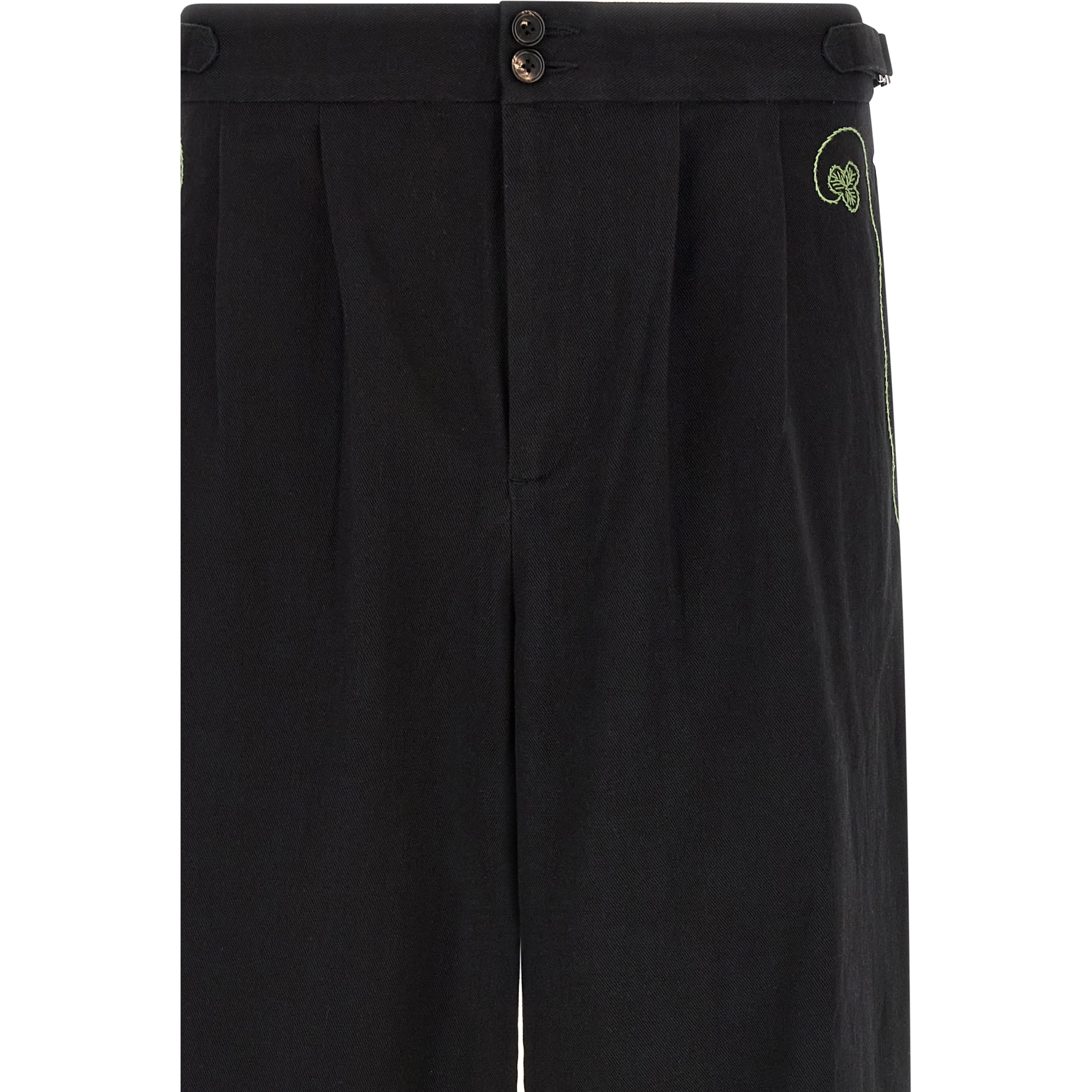 Black Cotton Casual Pants