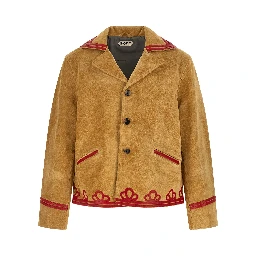 Beige Cowhide Leather Jacket