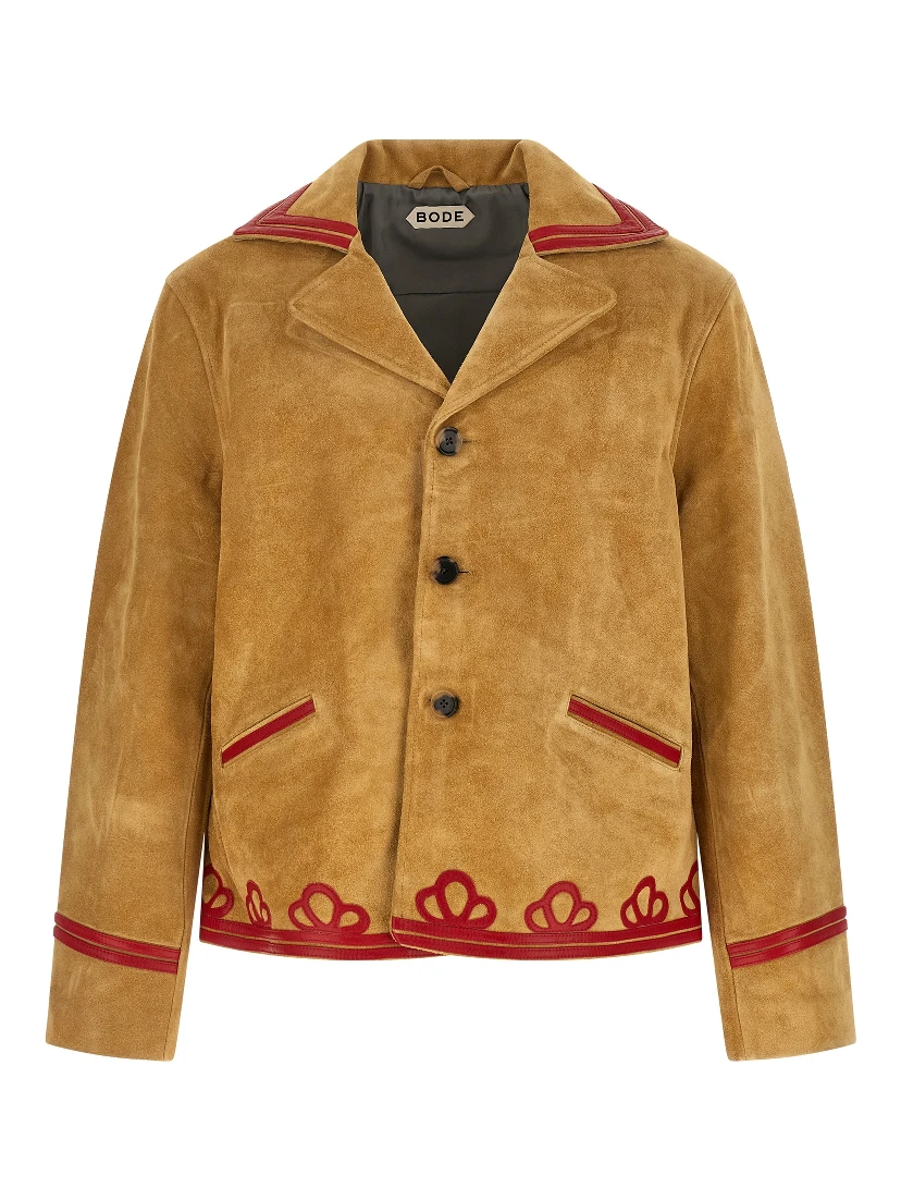 Beige Cowhide Leather Jacket