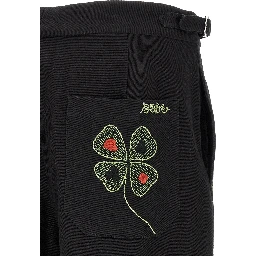 Black Cotton Casual Pants