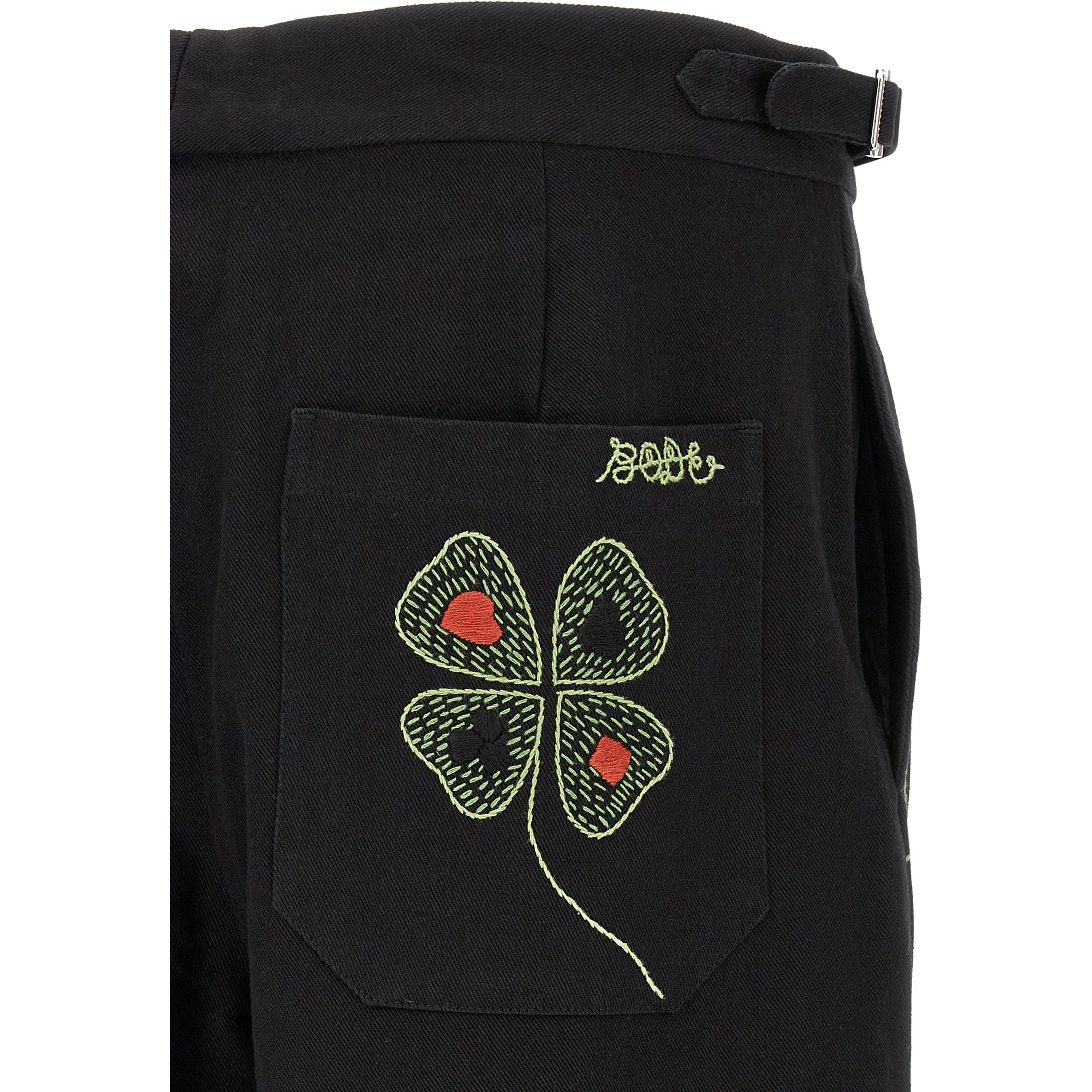 Black Cotton Casual Pants