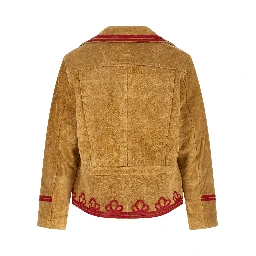 Beige Cowhide Leather Jacket