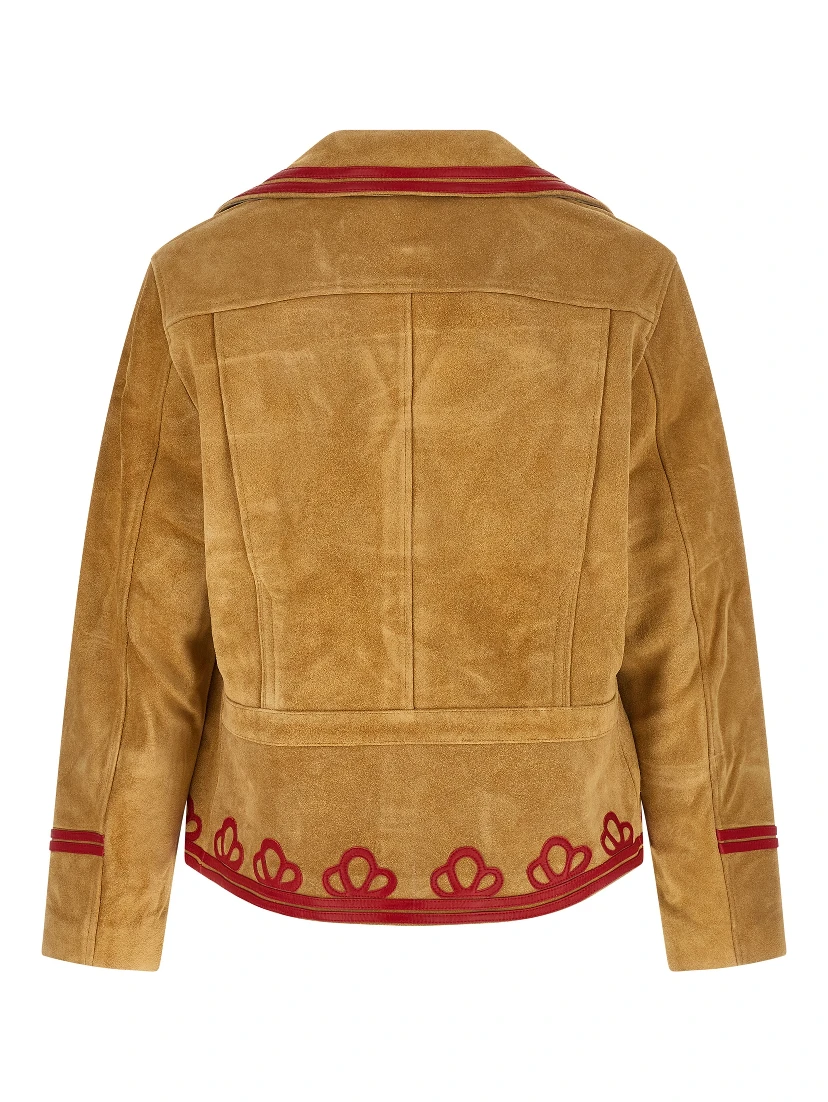 Beige Cowhide Leather Jacket