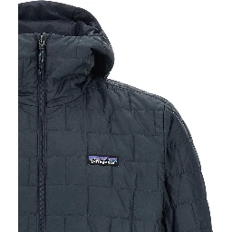 Blue Polyester Full-Length Jacket