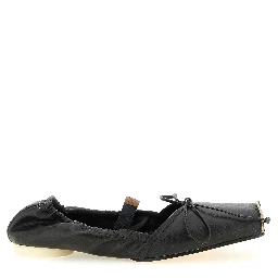 Black Cowhide Ballet Flats