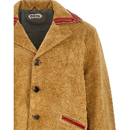 Beige Cowhide Leather Jacket