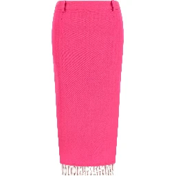 Fuchsia Virgin Wool Midi Skirt