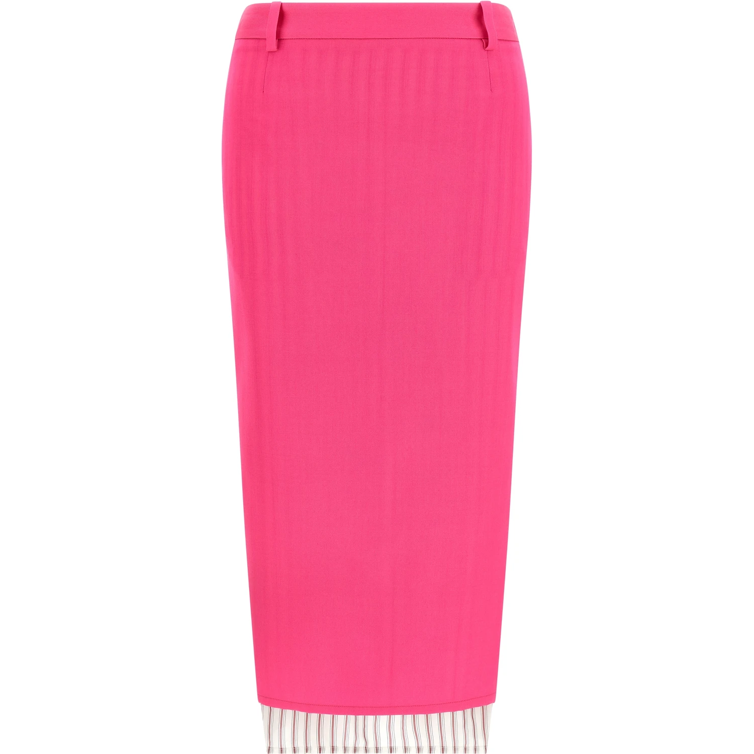 Fuchsia Virgin Wool Midi Skirt