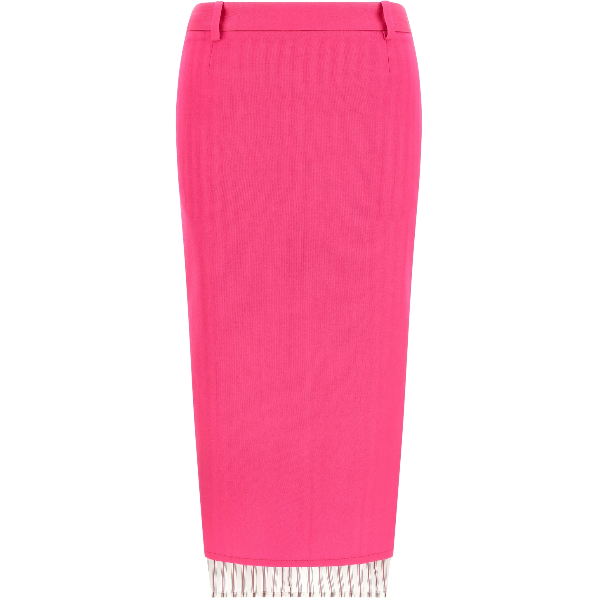Fuchsia Virgin Wool Midi Skirt