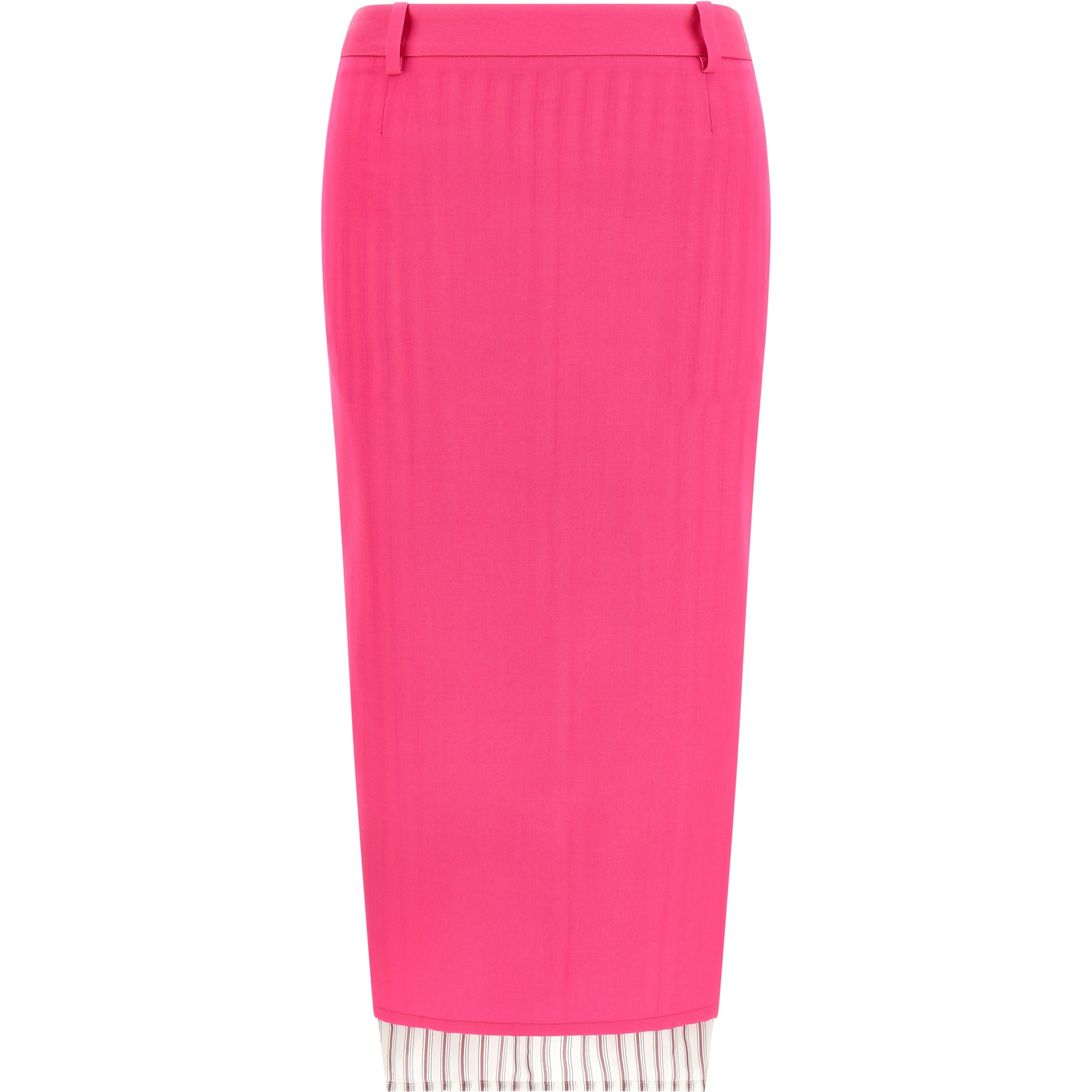 Fuchsia Virgin Wool Midi Skirt