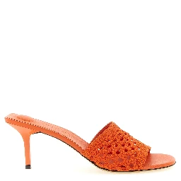 Orange Polyester Platform Sandals