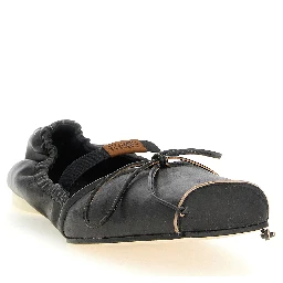 Black Cowhide Ballet Flats