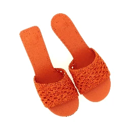 Orange Polyester Platform Sandals
