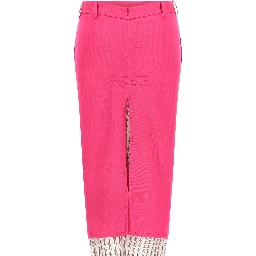 Fuchsia Virgin Wool Midi Skirt