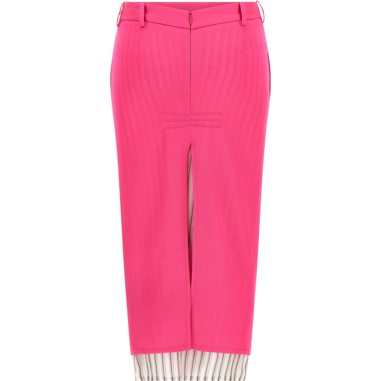 Fuchsia Virgin Wool Midi Skirt