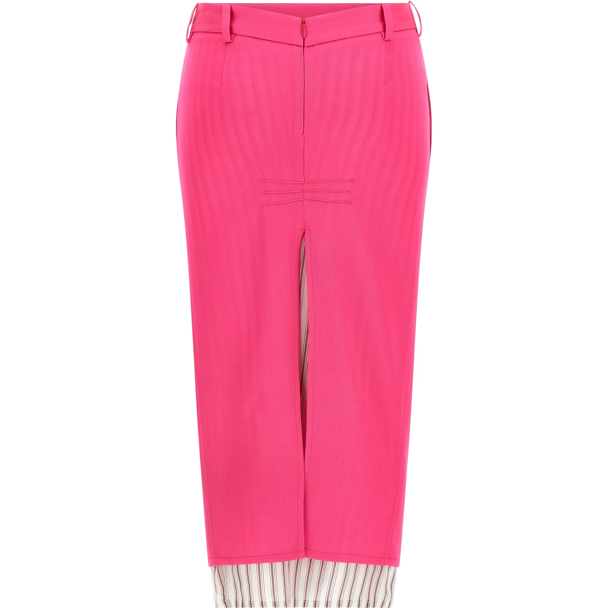 Fuchsia Virgin Wool Midi Skirt