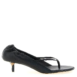 Black Lamb Leather Flat Sandals