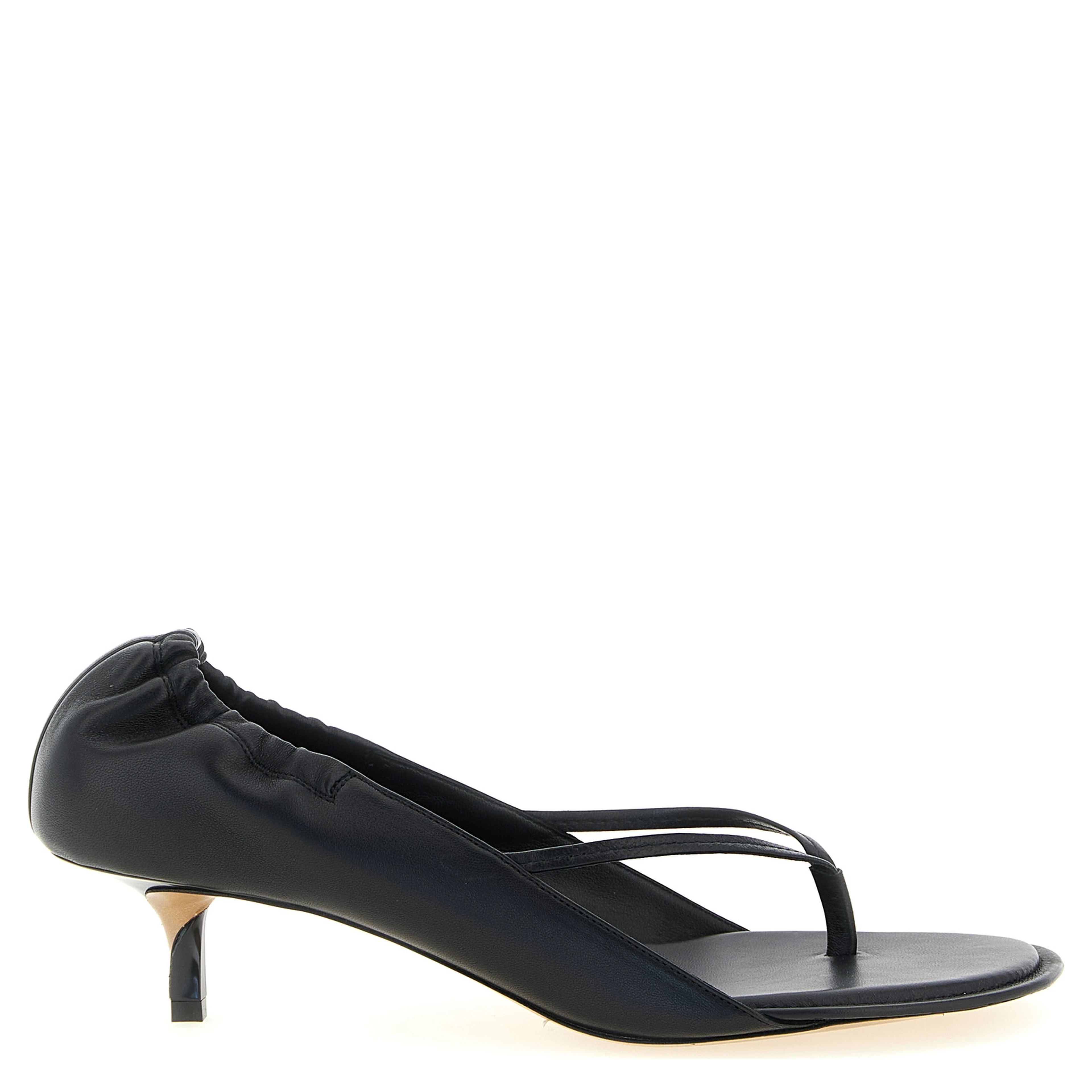 Black Lamb Leather Flat Sandals