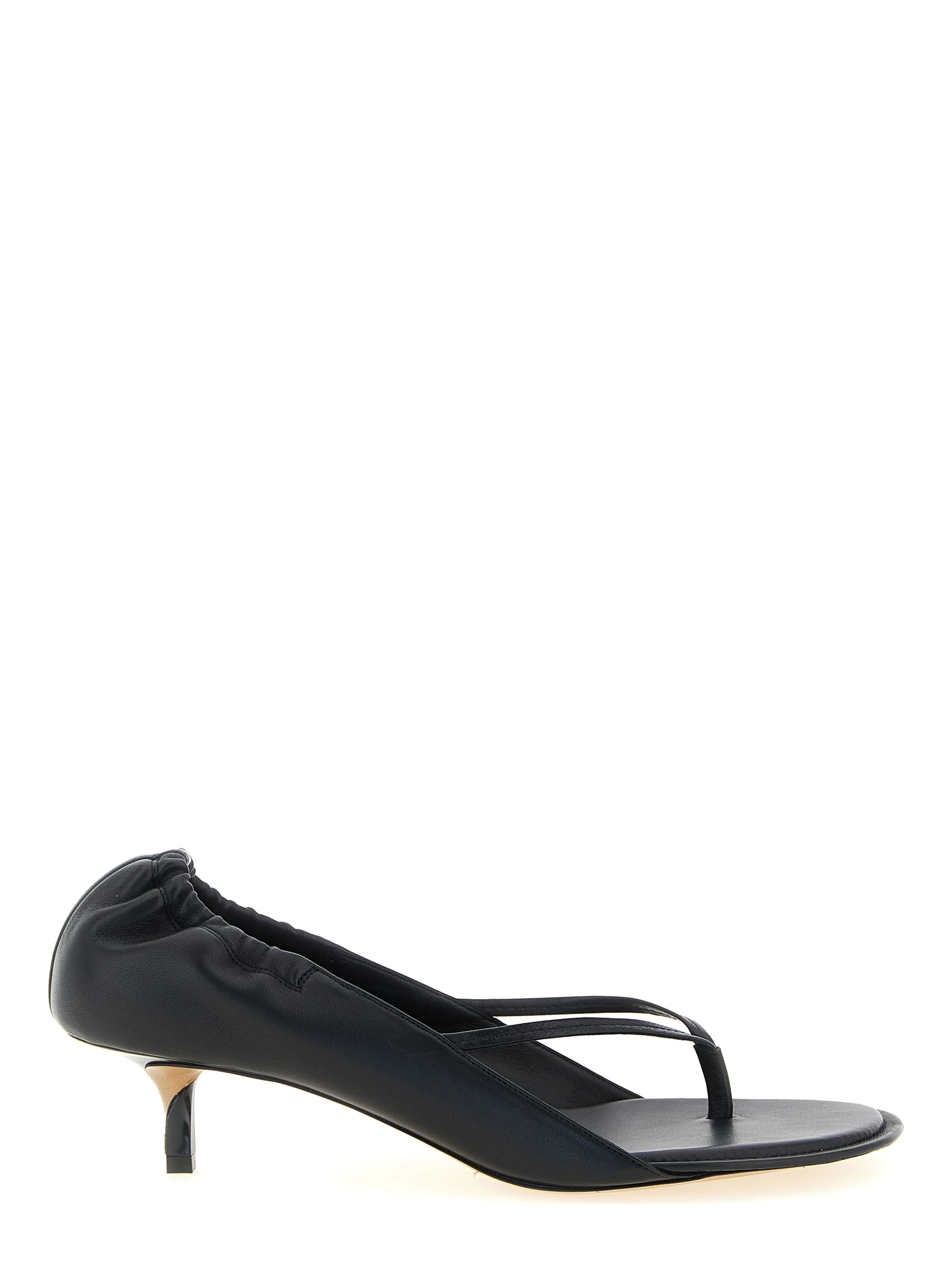 Black Lamb Leather Flat Sandals
